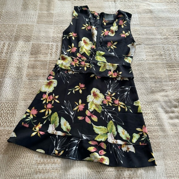 NightWalker Black Floral Low Cut Mini Dress - Picture 1 of 6